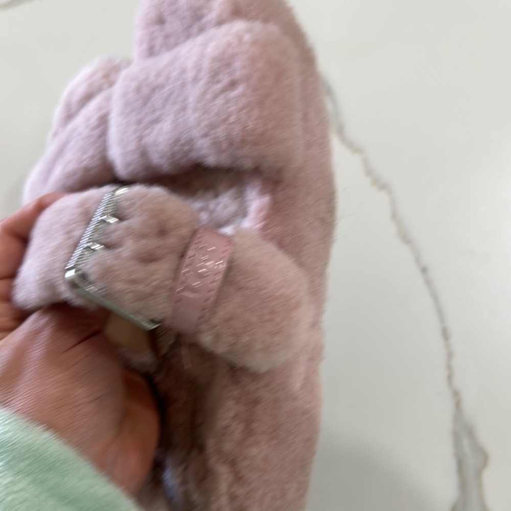Fuzzy Pink Slide Sandals - Picture 4 of 8